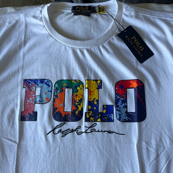 COPY - Ralph Lauren White Tee with Colorful Polo Logo - Picture 3 of 6